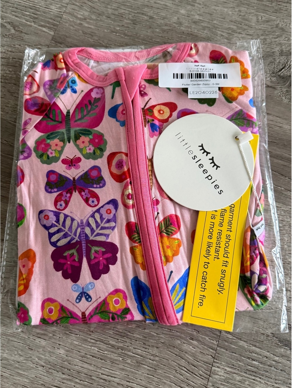 Little Sleepies Flutter Garden Butterfly Print Zippy Pajama Pink